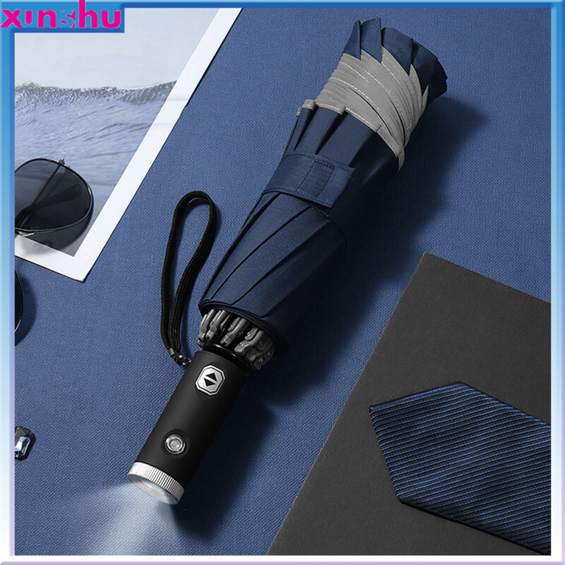 Outdoor Mini Umbrella With Led Light 10 Ribs Portable Lightweight Folding Sun Rain Umbrella