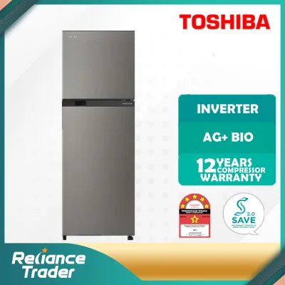 TOSHIBA Fridge GR-A28MU (UK) 280L Inverter 2 Doors Refrigerator Fridge ( Urban Black ) Peti Sejuk