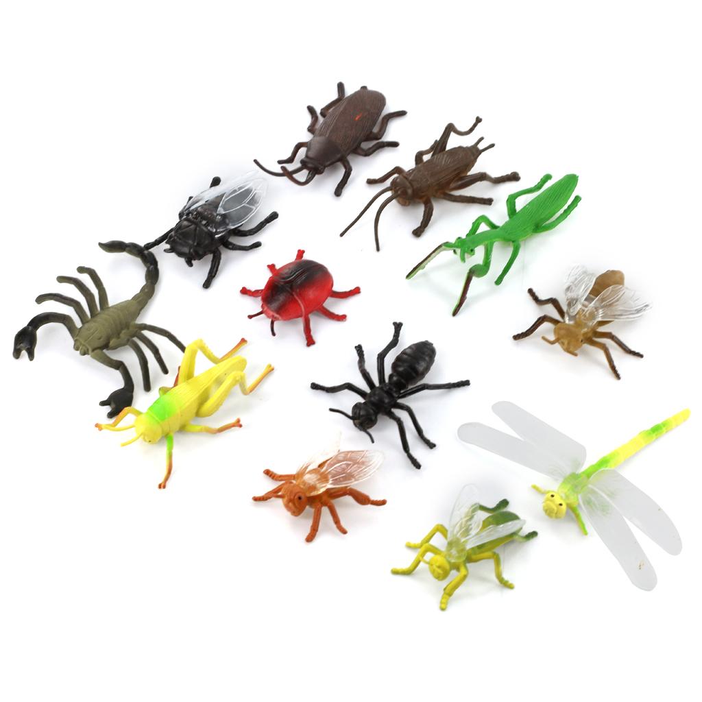 Dovewill 24pcs Plastic Vivid Insects Model Figure Toys Mantis Scorpion Bee Sets