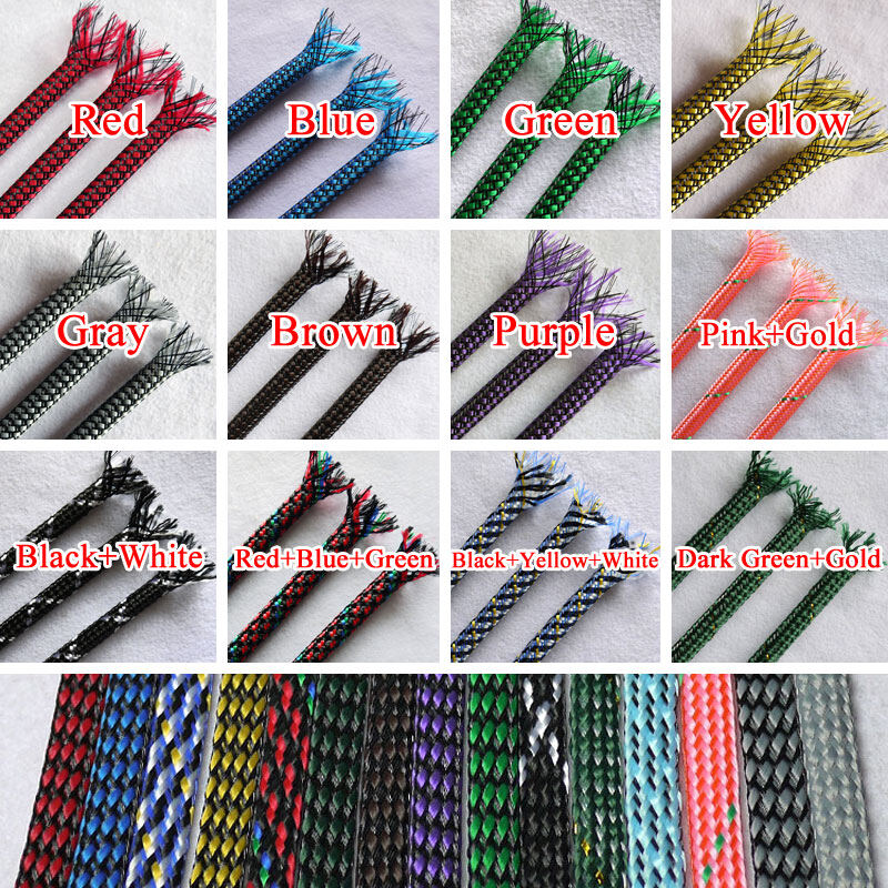 12mm mở rộng Braid tay áo PP sợi bông + ống bọc PET có thể kéo dài dây mềm bọc cáp cách điện bảo vệ dòng khai thác Sheath-5Meters