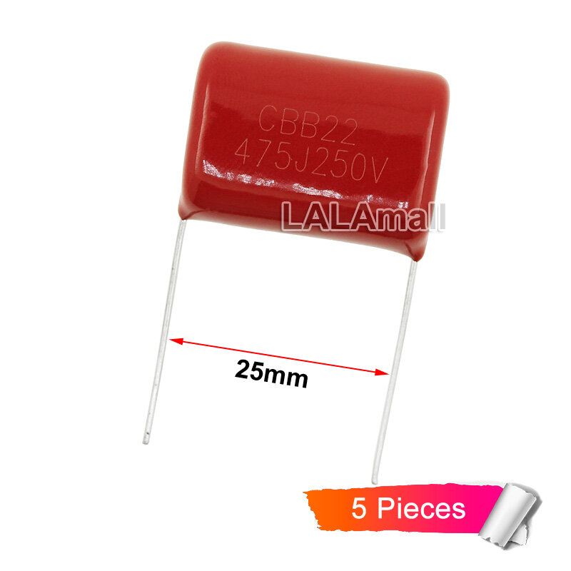 5pcs cbb capacitor 475j 250v 475k 4.7uf cbb22 475j250v 475k250v metallized film capacitor 250v475k 250v475j pitch 25mm new original