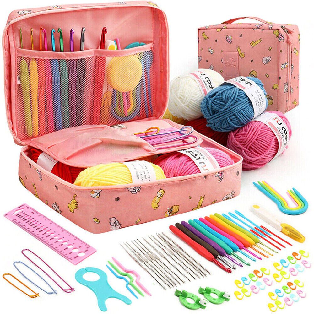 59 Pcs Ergonomic Crochet 59 Pcs Ergonomic Crochet DIY Crochet For Beginners Weaving Tool Knitting Tools Include Accessories Crochet Set Hook Set 5 Rolls Yarn Knitting Needles Kit Needles Kit For·Starters Braided Yarn