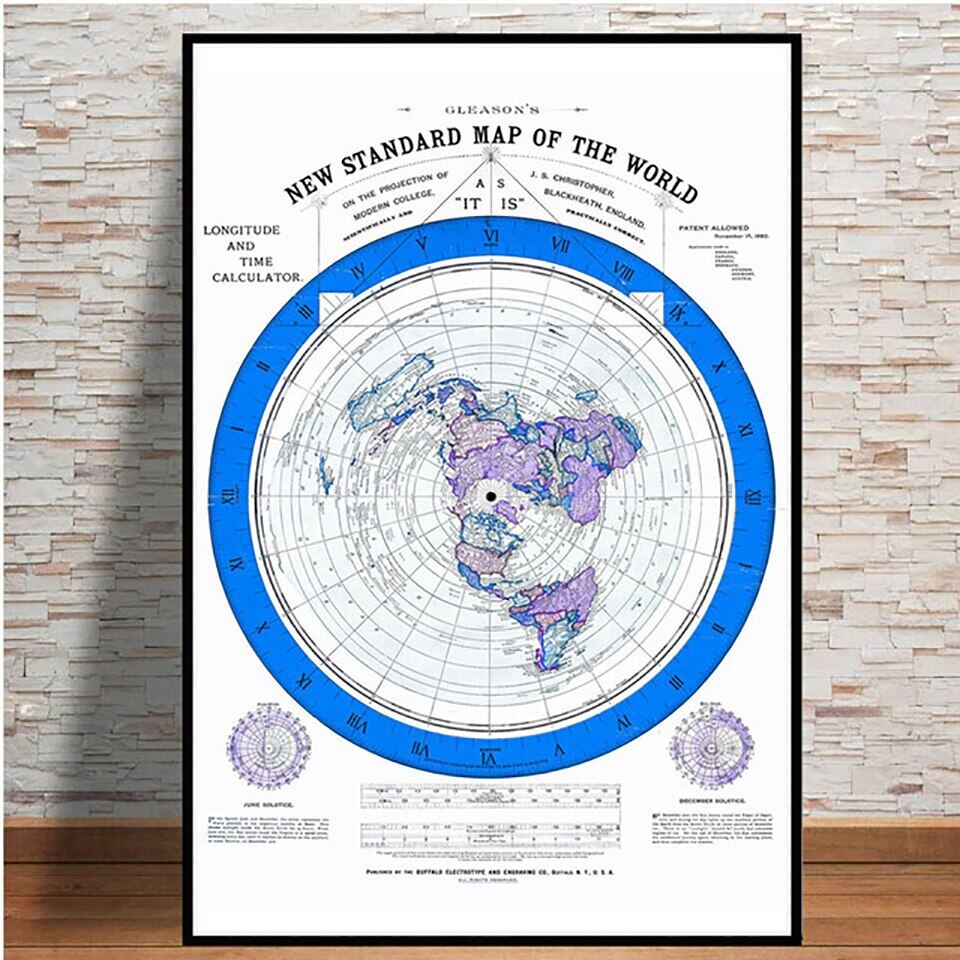 Flat Earth Map Hd High Definition Poster And Prints Flat Earth Map Movie World Modern  Painting Art Wall Pictures For Living Room | Lazada