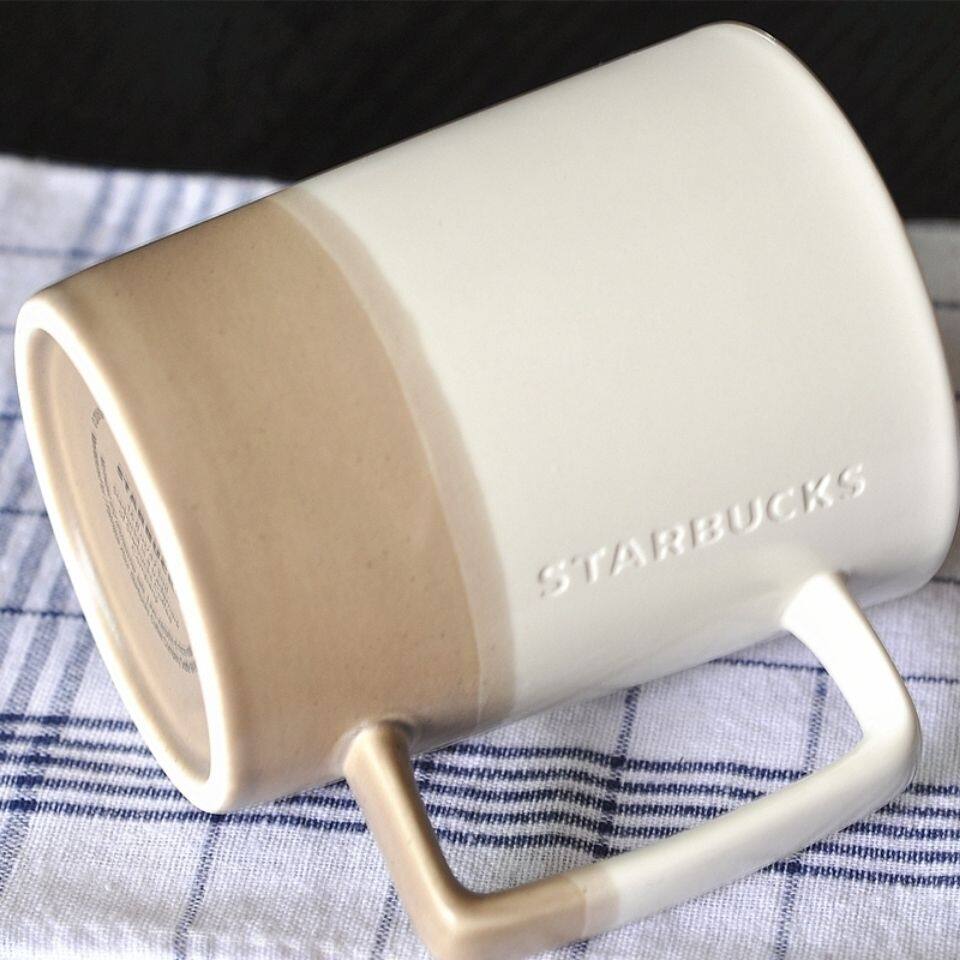 Starbuck Cốc Khâu Hai Màu Cốc Gốm Cốc Cà Phê Sữa Văn Phòng Hộp Quà Tặng Sáng Tạo 473Ml