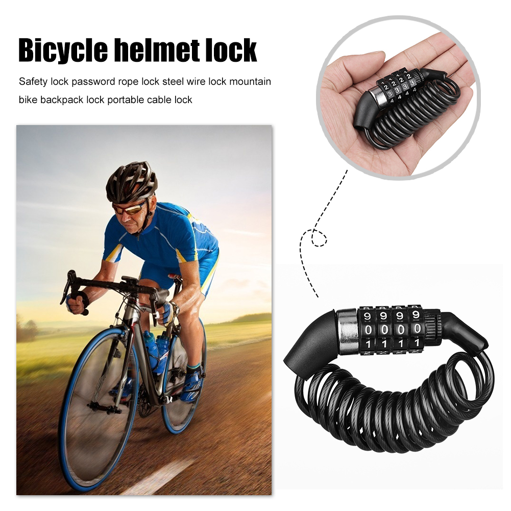 Khóa Xe Đạp Chống Trộm Mũ Bảo Hiểm Ba Lô Khóa Kết Hợp 4 Chữ Số Cho Xe Đạp Leo Núi MTB