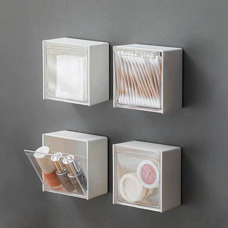 Hộp Đựng Đồ Gắn Tường Bằng Nhựa Trong Suốt Hộp Túi Sắp Xếp Phòng Tắm Hộp Đựng Nắp Đậy Kín Hộp Đựng Đồ Nhỏ