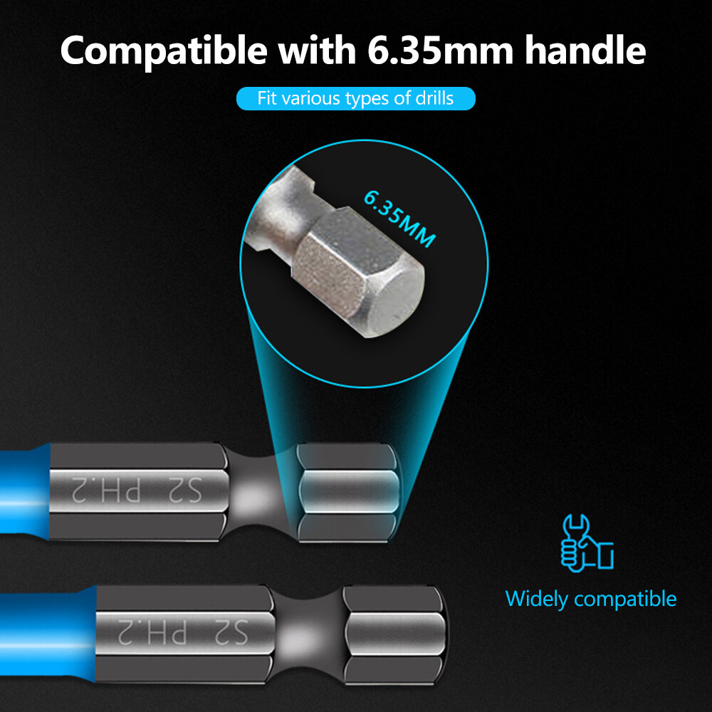 KKmoon 7pcs Power Drill Bits Set Electric Drill Bits Screwdriver Bits Anti-Slip Mag-netic PH2 Bits Set for Power Drills / Air Screwdriver / Manual Screwdriver