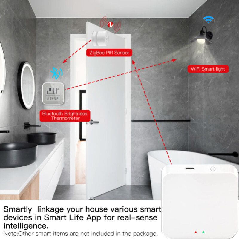 E Life Smart Store Tuya ZigBee 3.0 Smart Gateway Hub Multi-Mode Smart Home Bridge WIFI Bluetooth APP Wireless Remote Control Ensuring Stable Control Of 128 Devices Works For Alexa Google Home