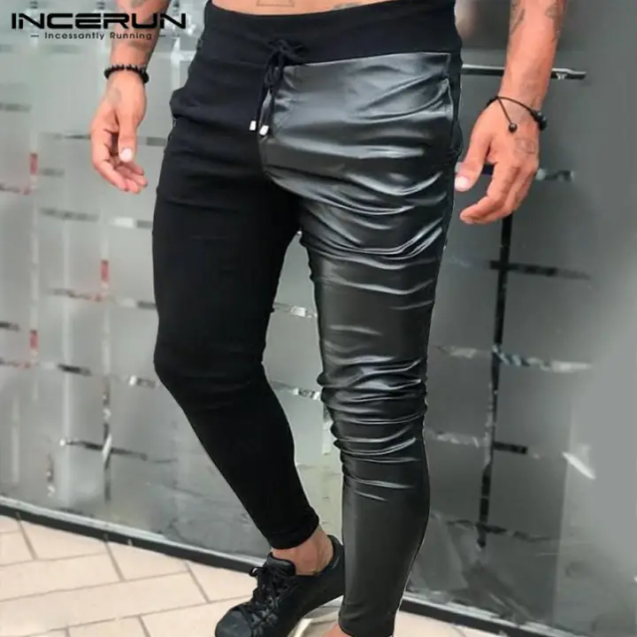 black leather cargo trousers