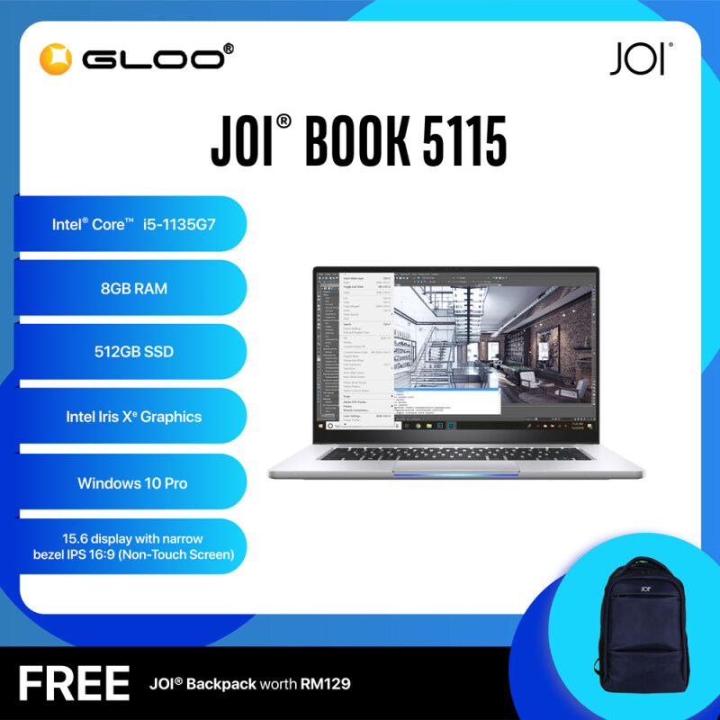 JOI Book 5115 (i5-1135G7/8GB/512GB SSD/15.6/Non-Touch/Gray) Free JOI Backpack Malaysia