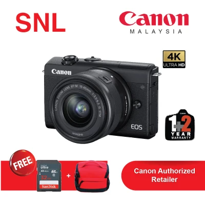 Canon EOS M200 Kit EF 15-45MM STM Free SD32GB & Bag