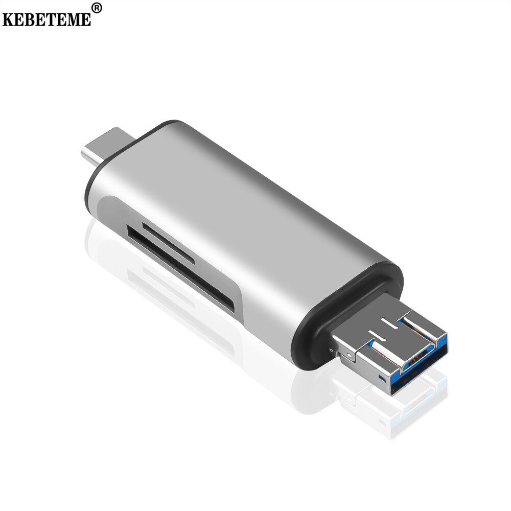 KEBETEME Type C OTG Card Reader USB-A-Micro Type-C Memory Card Reader USB 2.0 Adapter Computer Supplies Support SD TF OTG
