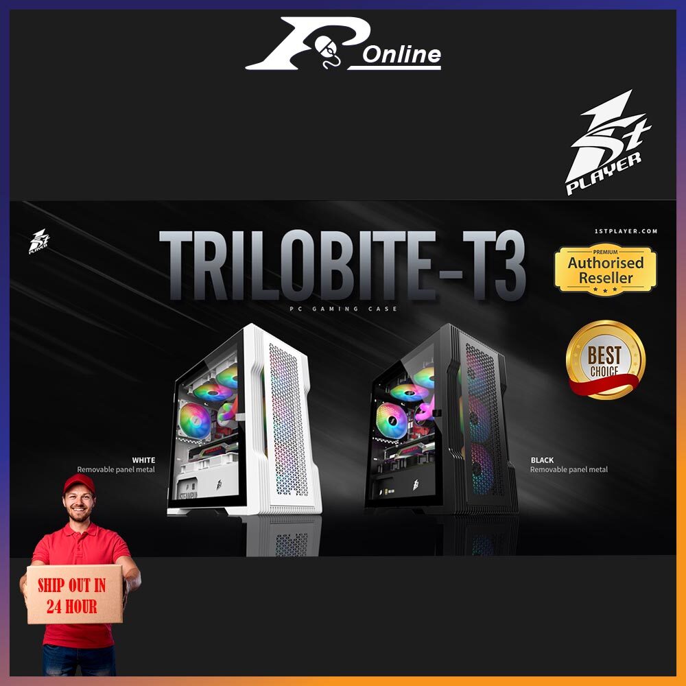 1st player TRILOBITE T3 BLACK WHITE Micro ATX Tempered Glass Gaming ...