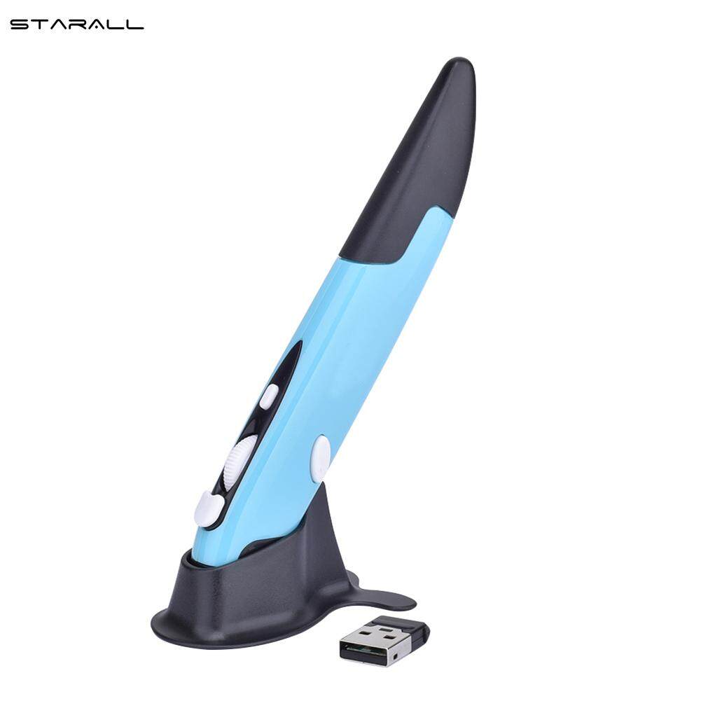 Starall 1 Pcs Mouse Nirkabel Mini Pen 2.4G 4 Tombol USB Desain Ergonomis untuk Komputer Laptop