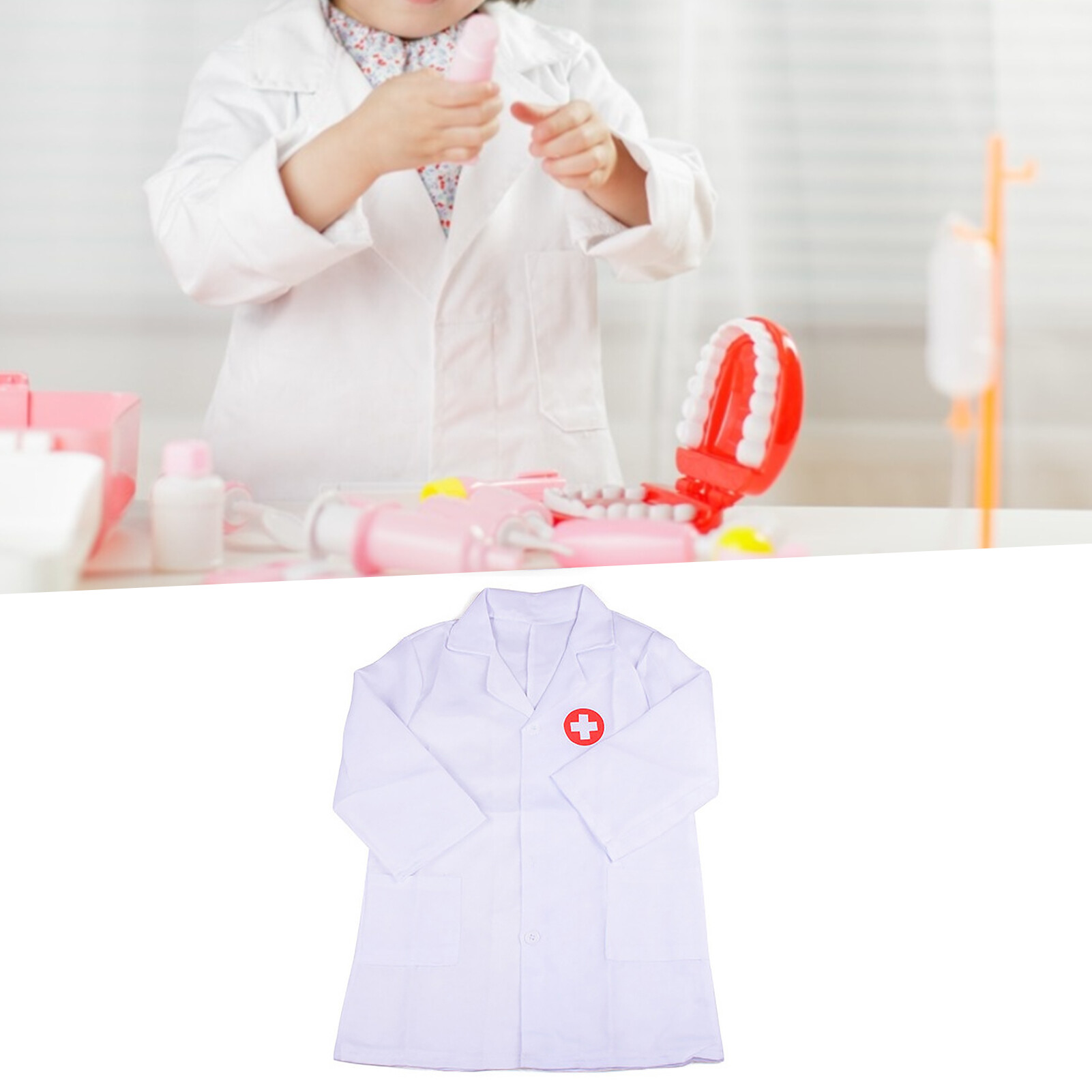 microgood Long Sleeve Doctor Nurse Cosplay Uniform Hat Costume Kids Pretend Play Toy Set