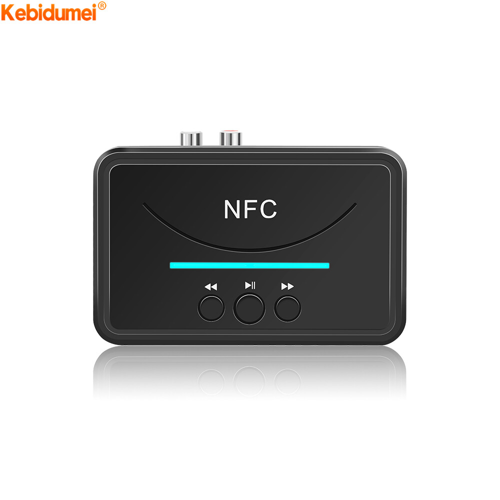 Kebidumei Bluetooth 5.0 RCA Audio NFC 3.5mm AUX Jack Wireless Music Adapter With Mic