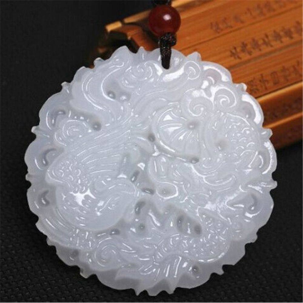 HENLI Lovers Natural Phoenix Afghanistan Jade White Jade Pendant Dragon