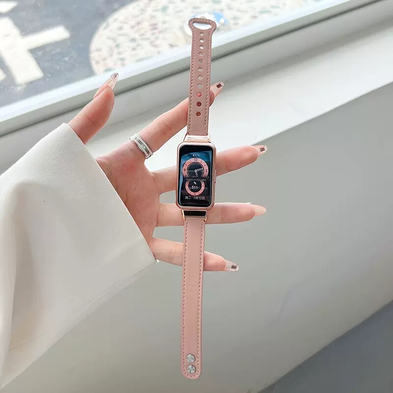 For Huawei Band 6/7 Leather Strap Cowhide Replacement Wristband Honor Band 6 Strap Bracelet