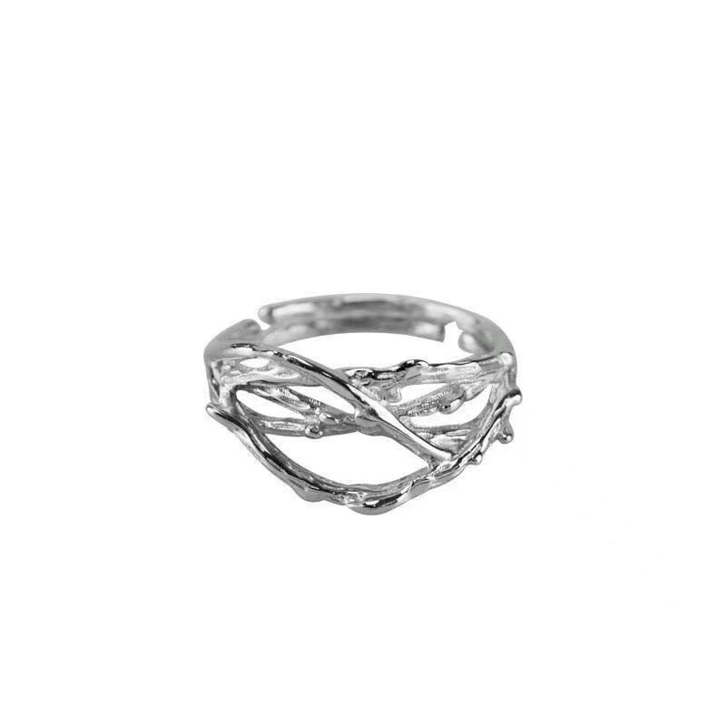 Fashion Jewelry Shop INS New Thorns Crown Ring Female High-end Silver Color Accessories Couple