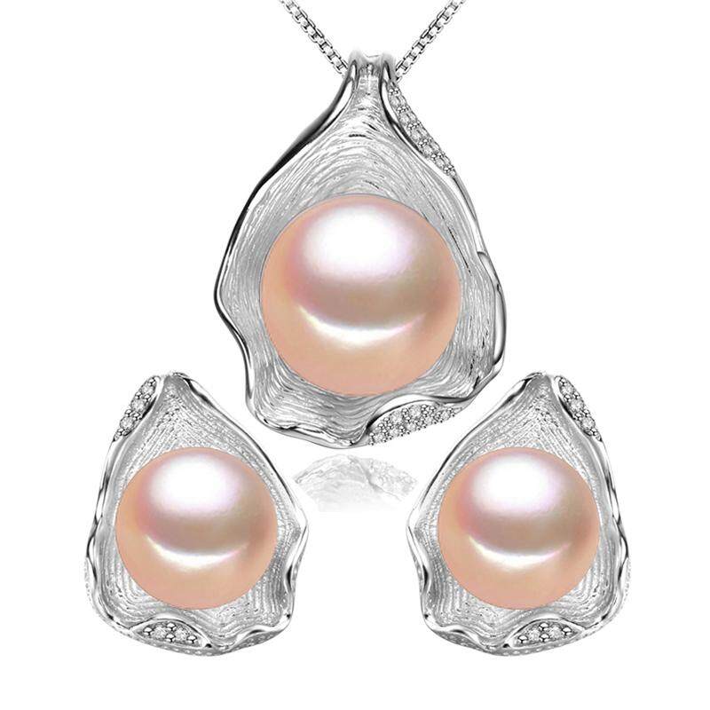 LSOOYH Thiết Kế Vỏ CZ Đính Đá Cubic Zirconia Nước Ngọt Tự Nhiên Bộ Trang Sức Ngọc Trai Vòng Cổ Boho Tuyên Bố Bông Tai Thời Trang Trang Sức Cao Cấp Cho Nữ kỷ niệm Sinh Nhật Ý Tưởng Vòng Cổ Bộ Quà Tặng