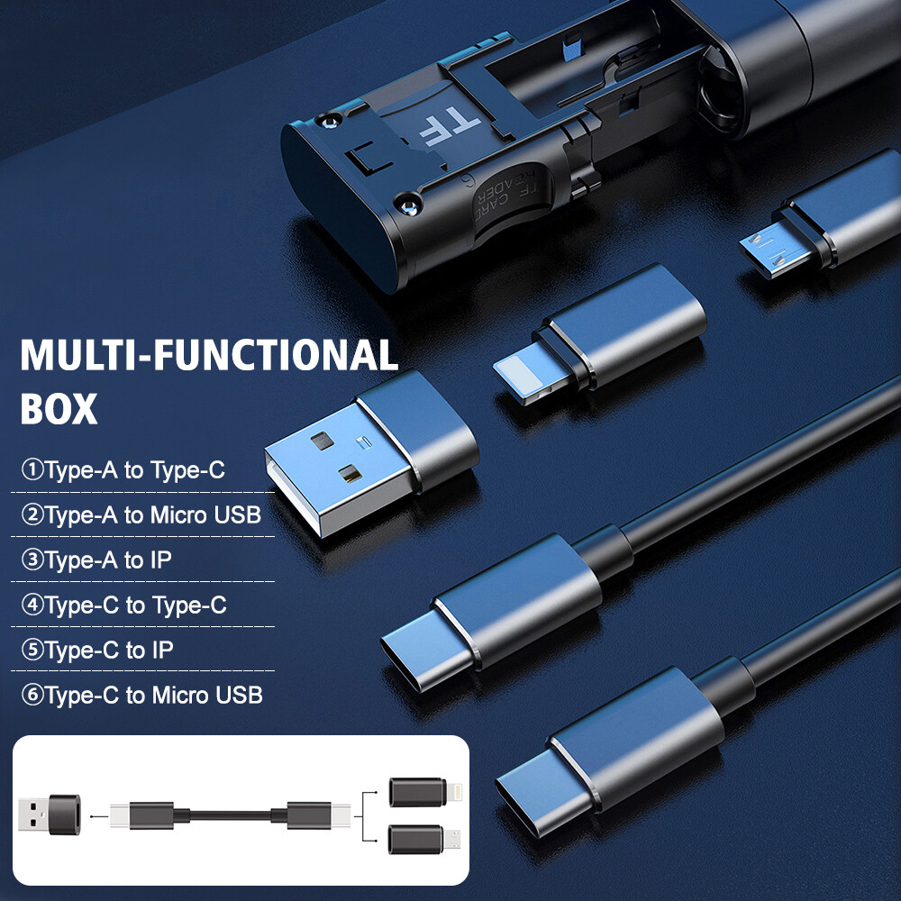 TOPZERO Hộp Cáp dữ liệu USB đựng Cạc mạng có thể đặt trước đa năng 9 trong 1 đa năng cho Bộ đọc Bộ nhớ thẻ TF Bộ Sim