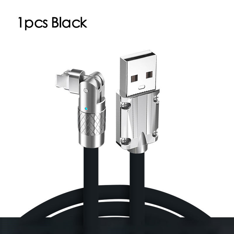 Zeallion Super Fast 120W 6A Type C Charging Cable Zinc Alloy Data Cable Rotate 180 Degrees Phone Charger for iPhone Android Huawei