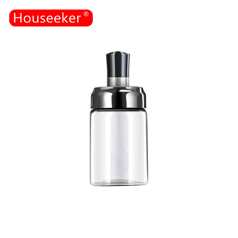 Houseeker 300Ml 3 Styles Glass Seasoning Bottle With Built-In Spoon Salt Spice Jar Kitchen Supplies For Salt Sugar Pepper Powder