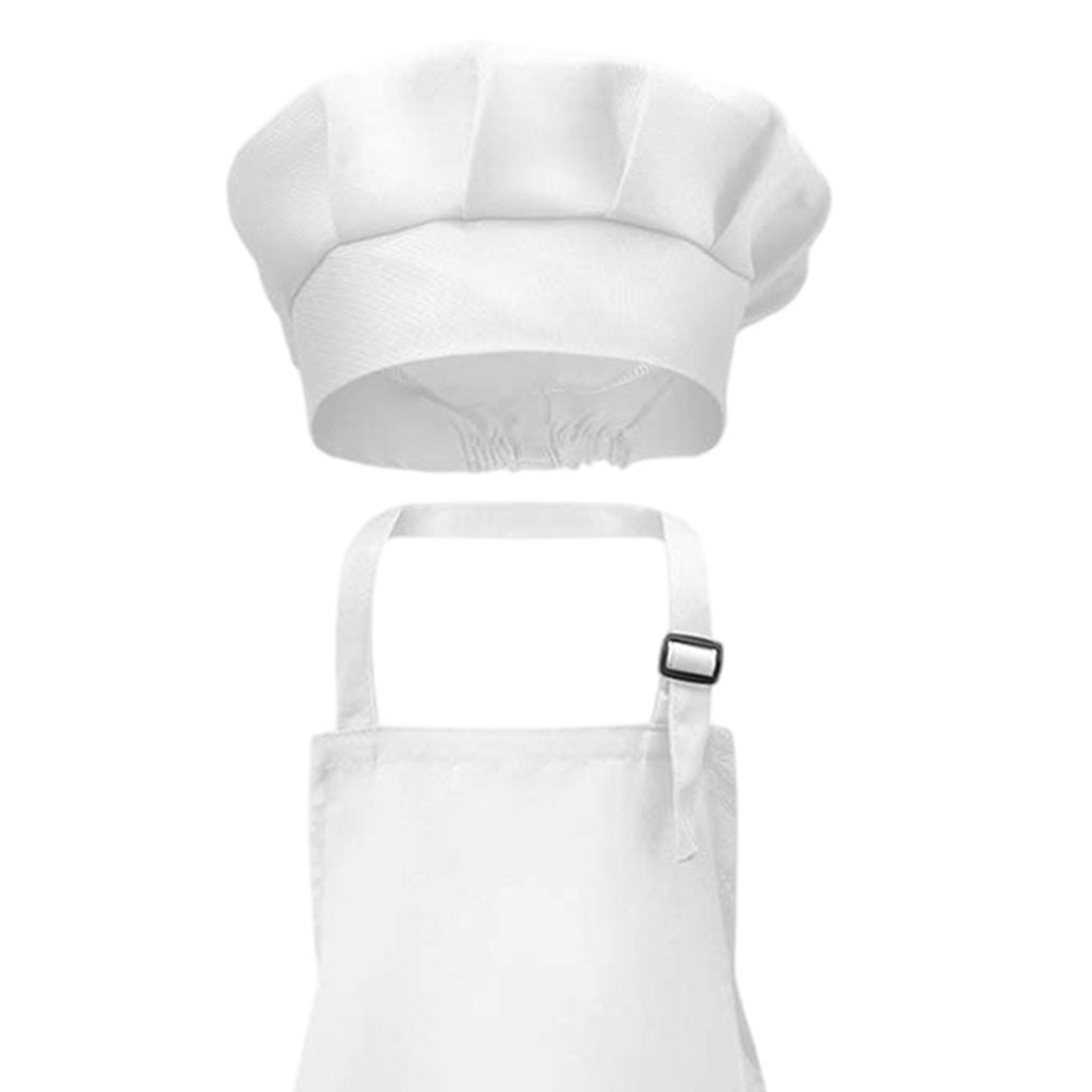 Blesiya Kids Apron Chef Hat Set Adjustable Bib Front Pocket for Crafting Baking