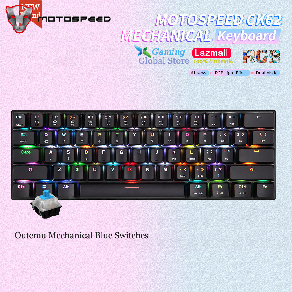 Motospeed CK62 61 Keys RGB Mechanical Keyboard USB Wired BT Dual Mode OUTEMU Gaming Keyboard