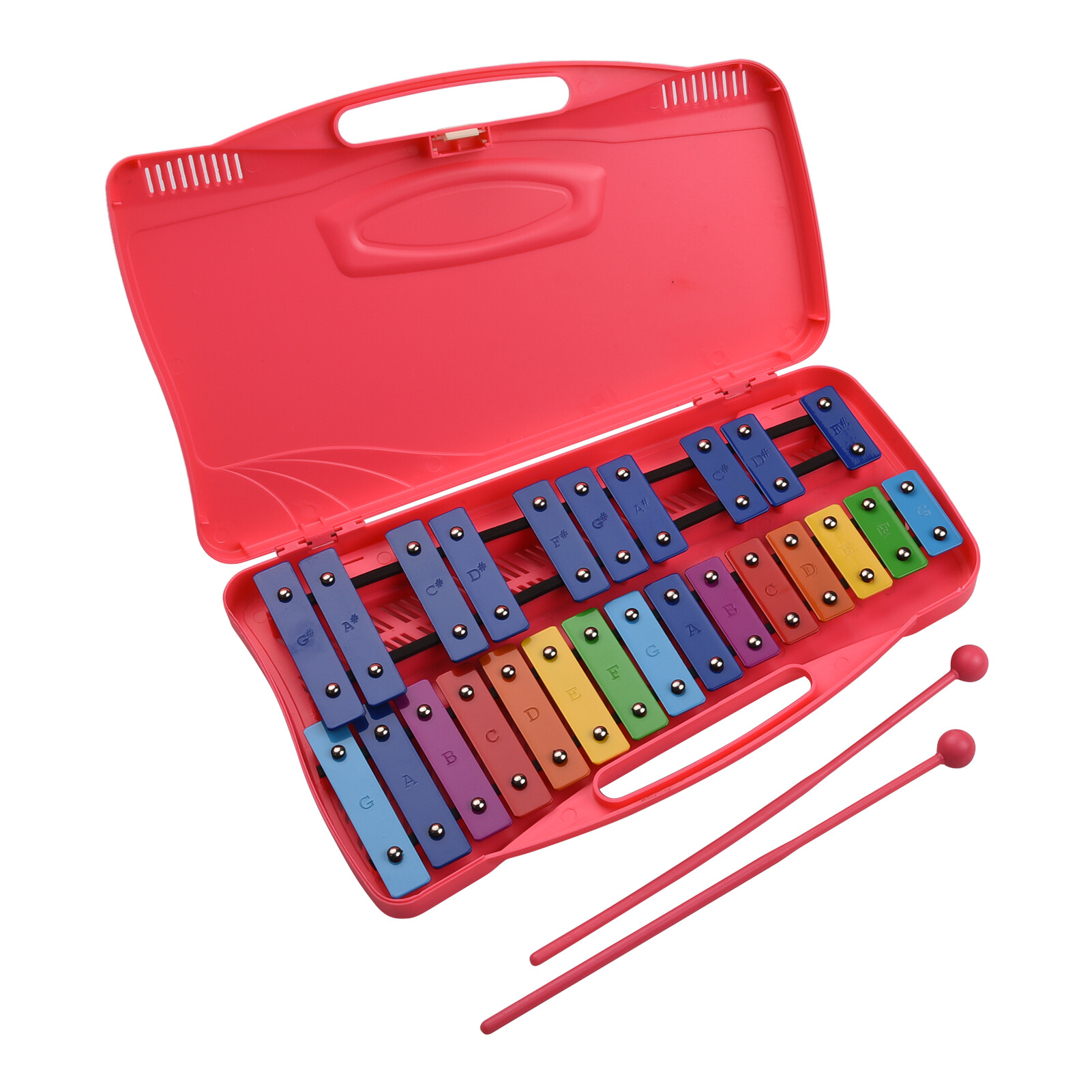 25 Notes Glockenspiel Xylophone Hand Knock Xylophone Percussion Rhythm Musical Educational Teaching Instrument Toy with Case 2 Mallets for Baby Kids Children