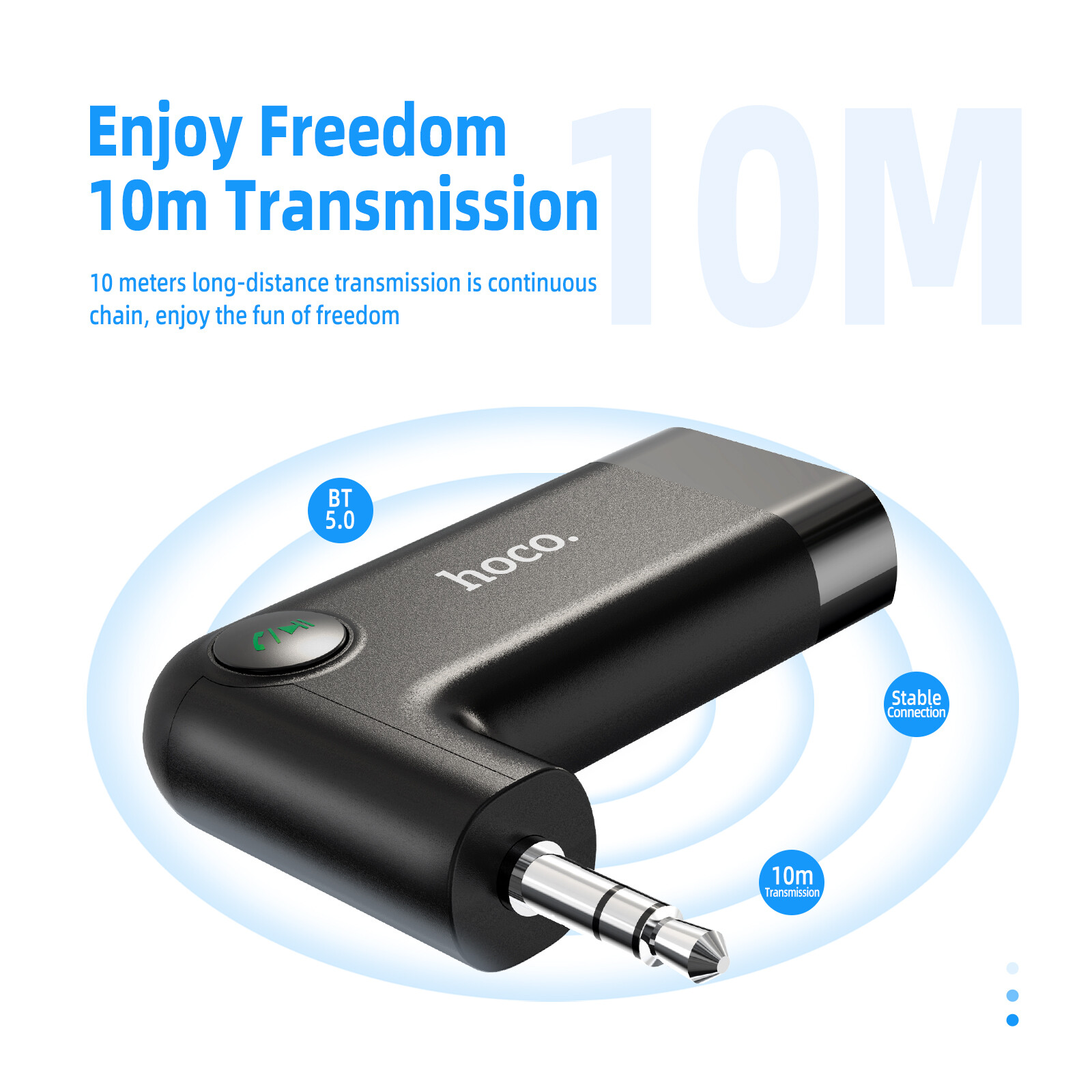 【100% sản phẩm chính hãng】Hoco E53 Đầu nhận Bluetooth Bluetooth không dây 5.0 Bộ chuyển đổi sạc cho xe hơi Di Động Bộ chuyển đổi âm thanh không dây 3.5Mm Aux Với Microphone Cho Xe Hơi/Âm Thanh