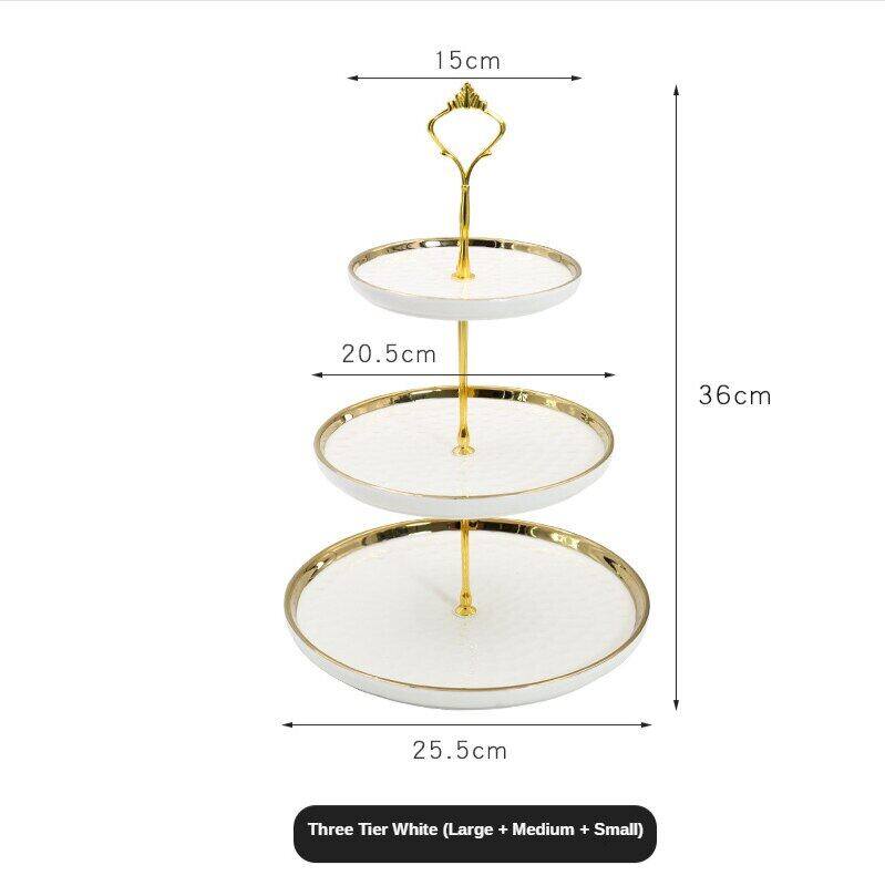 （Ready Stcok）Tea Art Nordic Ceramic 2/3 Tier Fruit Plate Cake Rack Wedding Party Stand Family Afternoon Tea Candy Snack Tray
