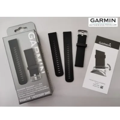 Garmin Original Quick Release Black Silicone Watch Band for Vivomove / Vivomove HR / Vivoactive 3 / Vivoactive 3 Music / Forerunner 245 / Forerunner 245 Music / Forerunner 645 / Venu / Approach S40 Replacement Strap