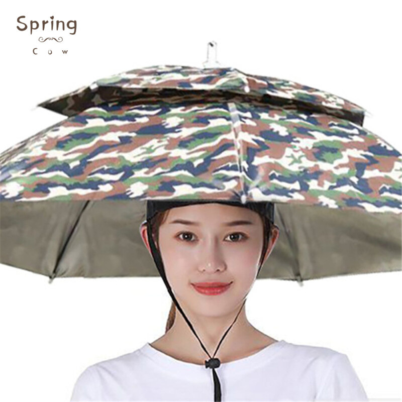 Dù Mũ Hai Lớp Cho Bò Mùa Xuân Mũ Chống Nắng Chống Tia Cực Tím, Câu Cá Dù Che Mũ Ô Chống Mưa Thoáng Khí