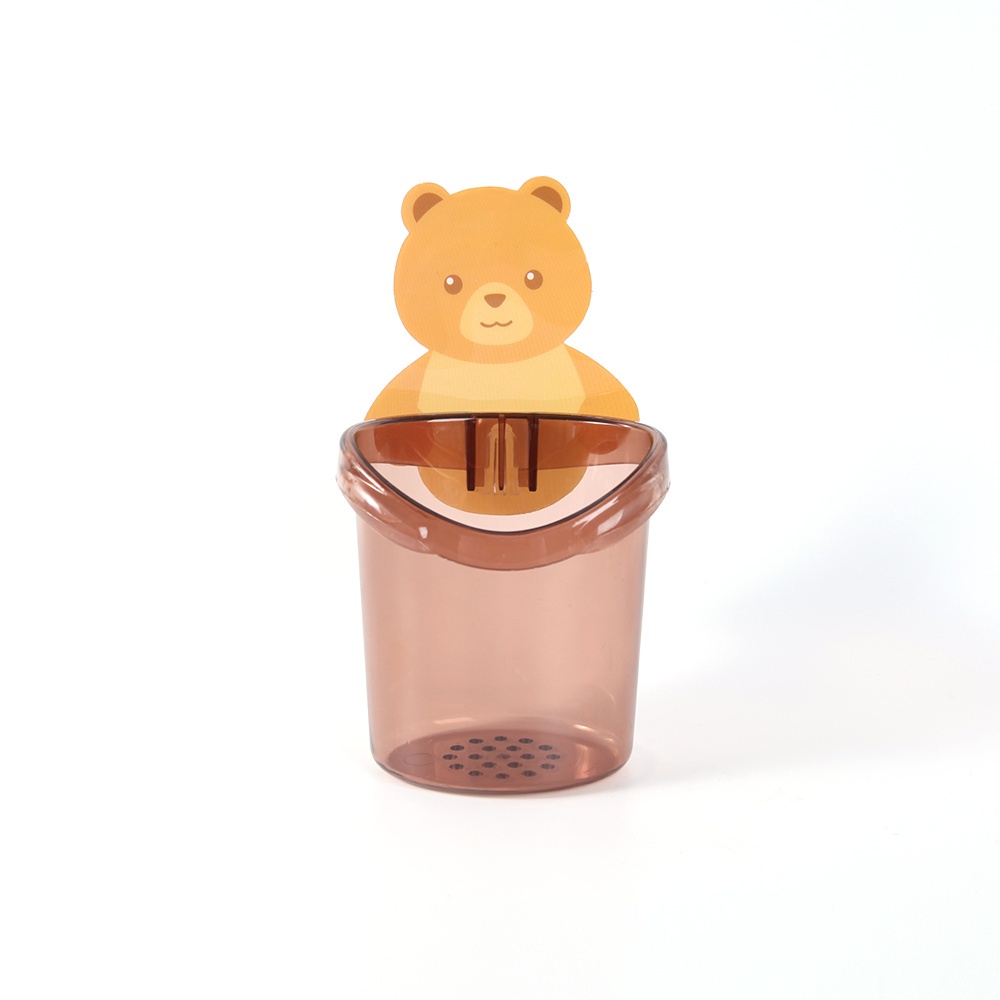 Bathroom Perforation-free Makeup Brush Toothbrush Storage Rack Drain Rack/cartoon Bear Wall-mounted Storage Rack/home Self-adhesive Debris Storage Rack