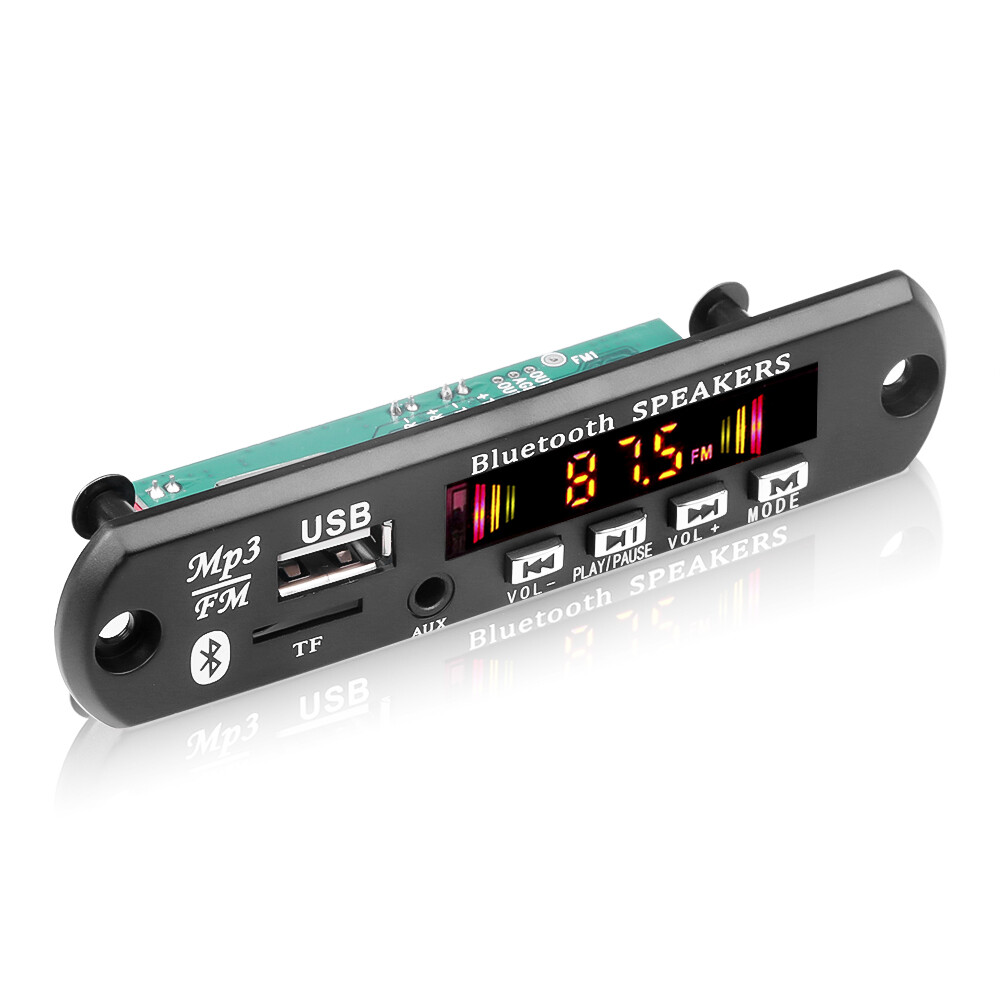 6V-12V Bluetooth 5.0 MP3 Decoder Board Module with USB Audio Player WMA WAV TF/USB Card Slot / FM Remote Board Module with 2*20W Amplifier