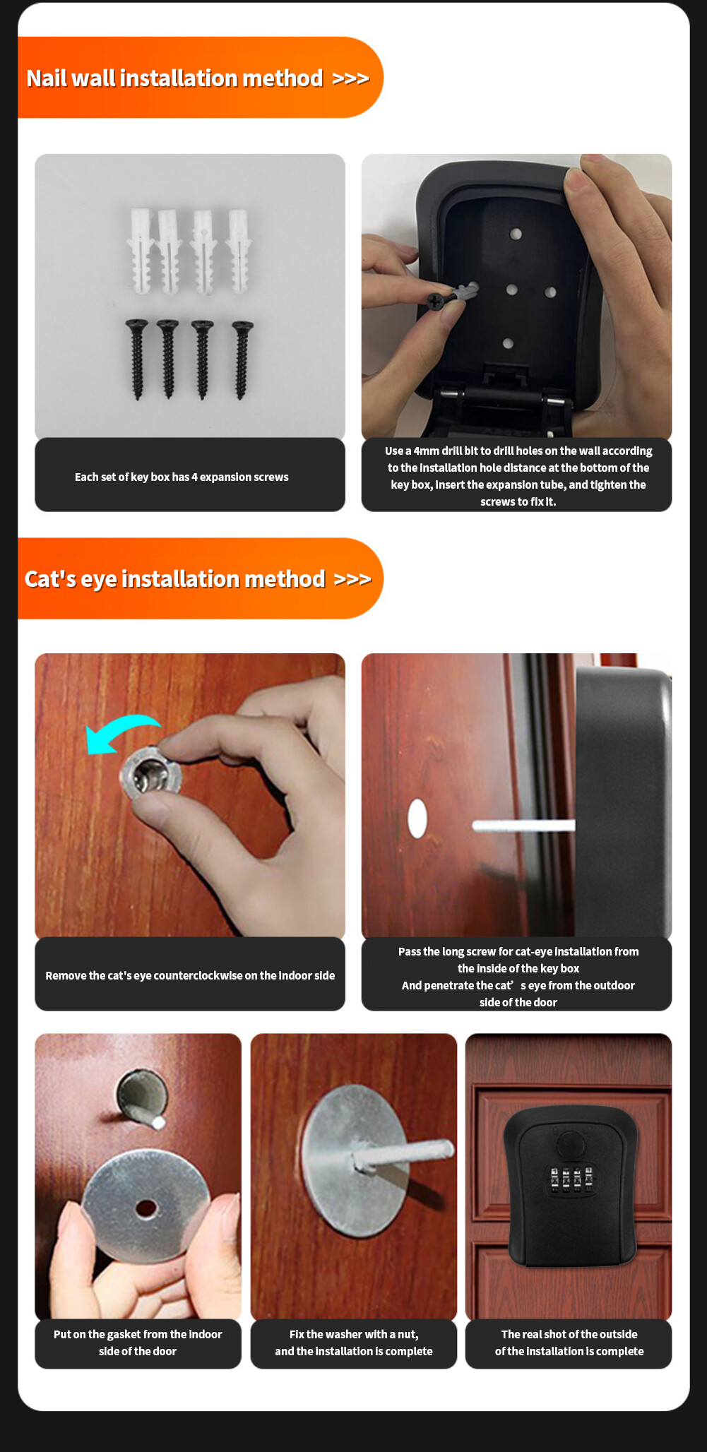 Linge | Wall Mount Key Storage Large Storage Capacity Secret Box Organizer 4 Digit Combination Password Security Code Lock No Key Home Key Safe Box | Ready Stock