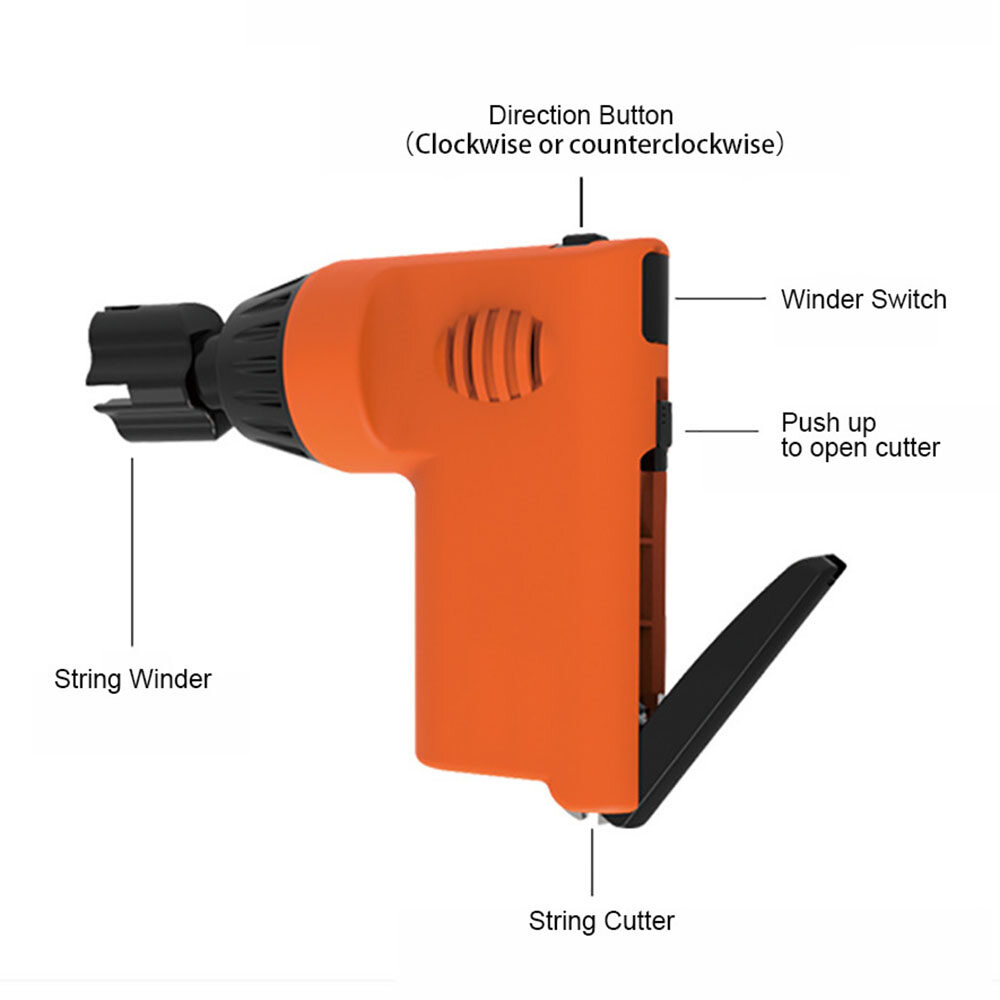 Multi-function Electric String Winder String Cutter USB Rechargeable Portable for Guitar Ukulele (Orange)
