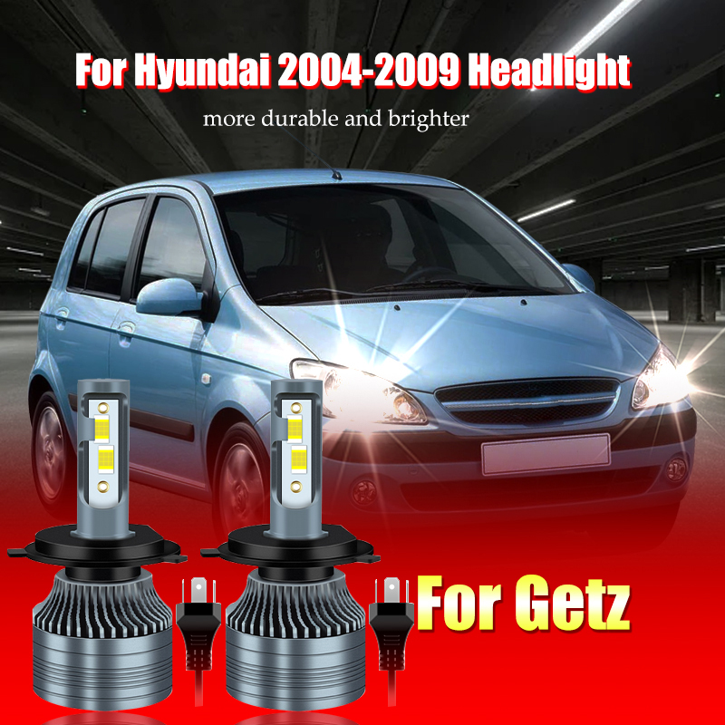 For hyundai getz 2004 - 2009 pair bulbs h4 led headlight bright 6000k white
