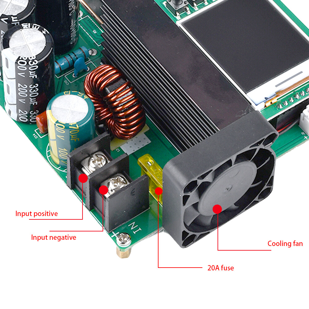 DC Boost Converter CNC 9V~60V to 10V~120V 15A 900W Adjustable Voltage Regulator Module with Cooling Fan
