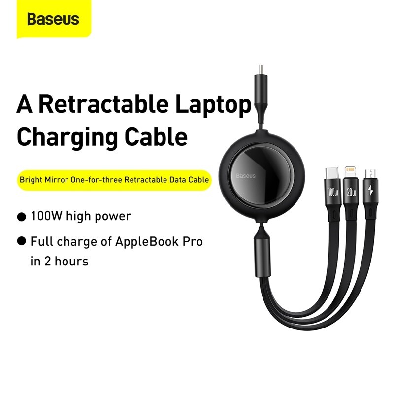 {hot} Baseus 100W 3 in 1 USB C Cable for iPhone 12 13 Charger Micro USB Type C Fast Charge for Macbook Samsung Xiaomi Retractable Cord