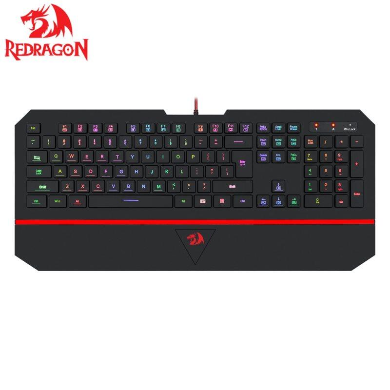 Redragon K502 Keyboard RGB LED Backlit Illuminated 104 Key Computer Gaming Keyboard Silent Wrist Rest Singapore