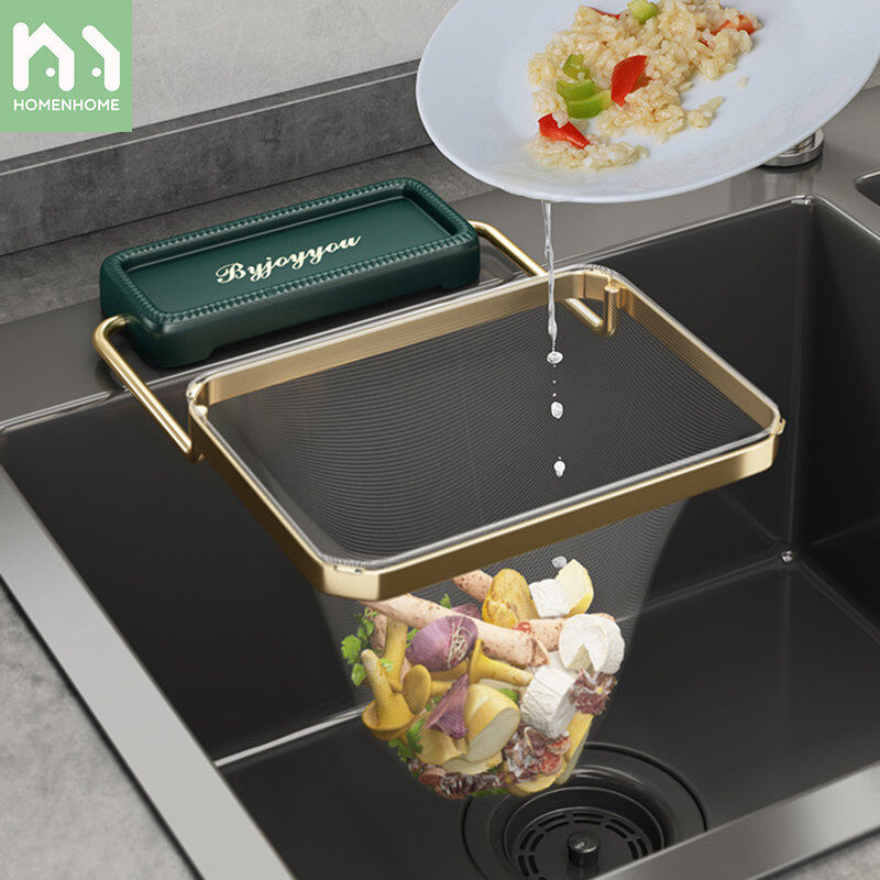 Homenhome Giá Lọc Bồn Rửa Giá Lưới Lọc Bồn Rửa Nhà Bếp Có Thể Gập Lại Kệ Lưới Đựng Rác Thải Túi Lưới Đựng Rác Dùng Một Lần Chống Tắc Nghẽn