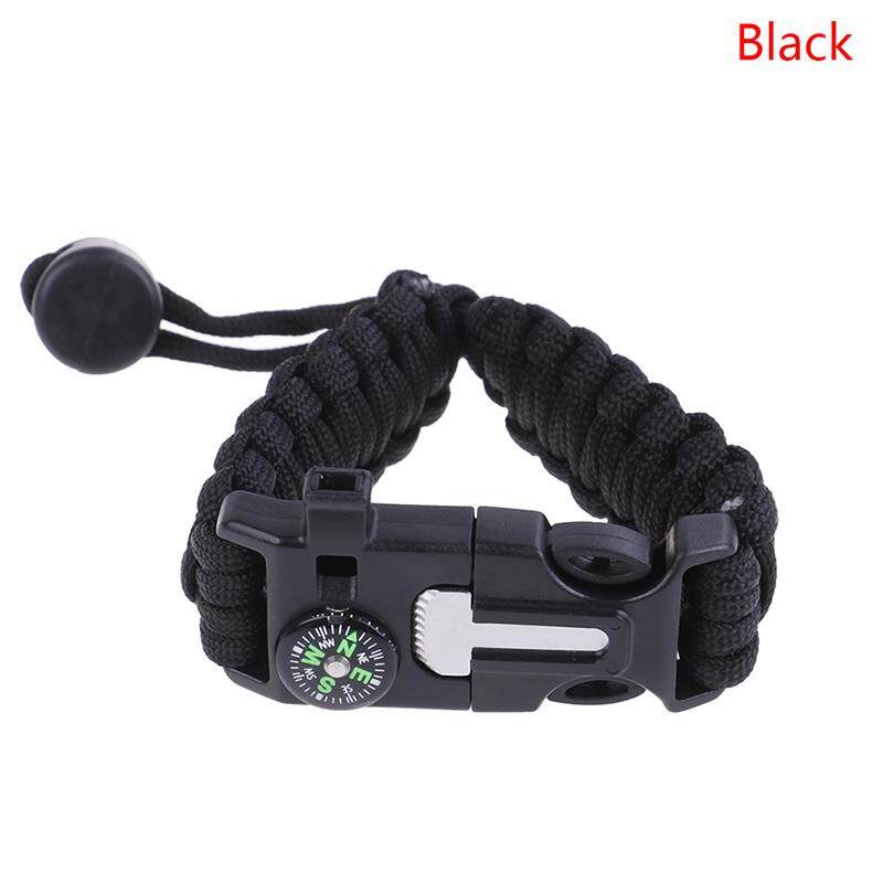 5 in 1 Outdoor Survival Gear Escape Paracord Bracelet Flint Whistle Compass ^S