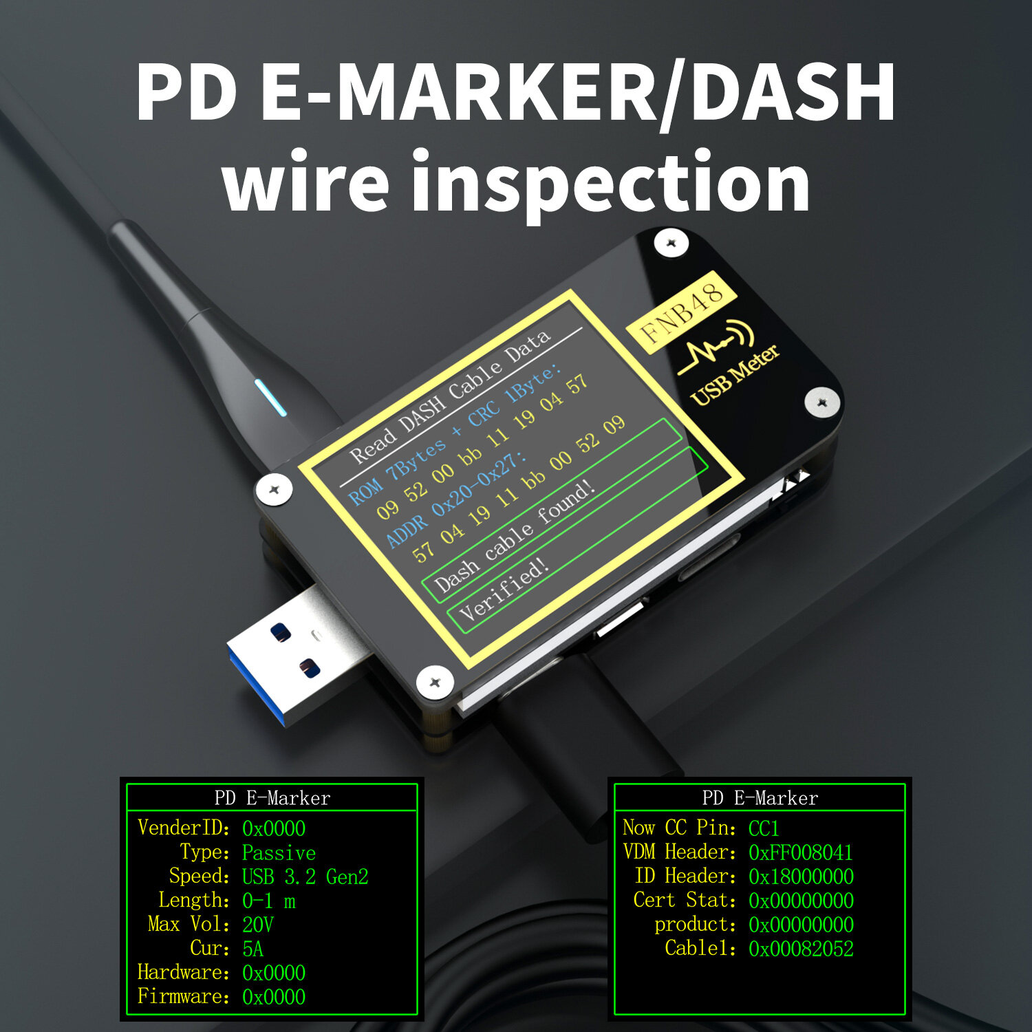 Aideepen Vôn kế FNB48 PD + SB PD3.0 2.0 PPS-INTL