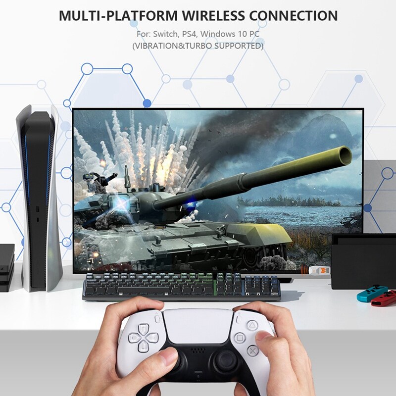R100 PRO USB Receiver Wireless Adapter Gamepad Converter for PS4 PS5 Xbox Series Switch Controller Bluetooth Adapter