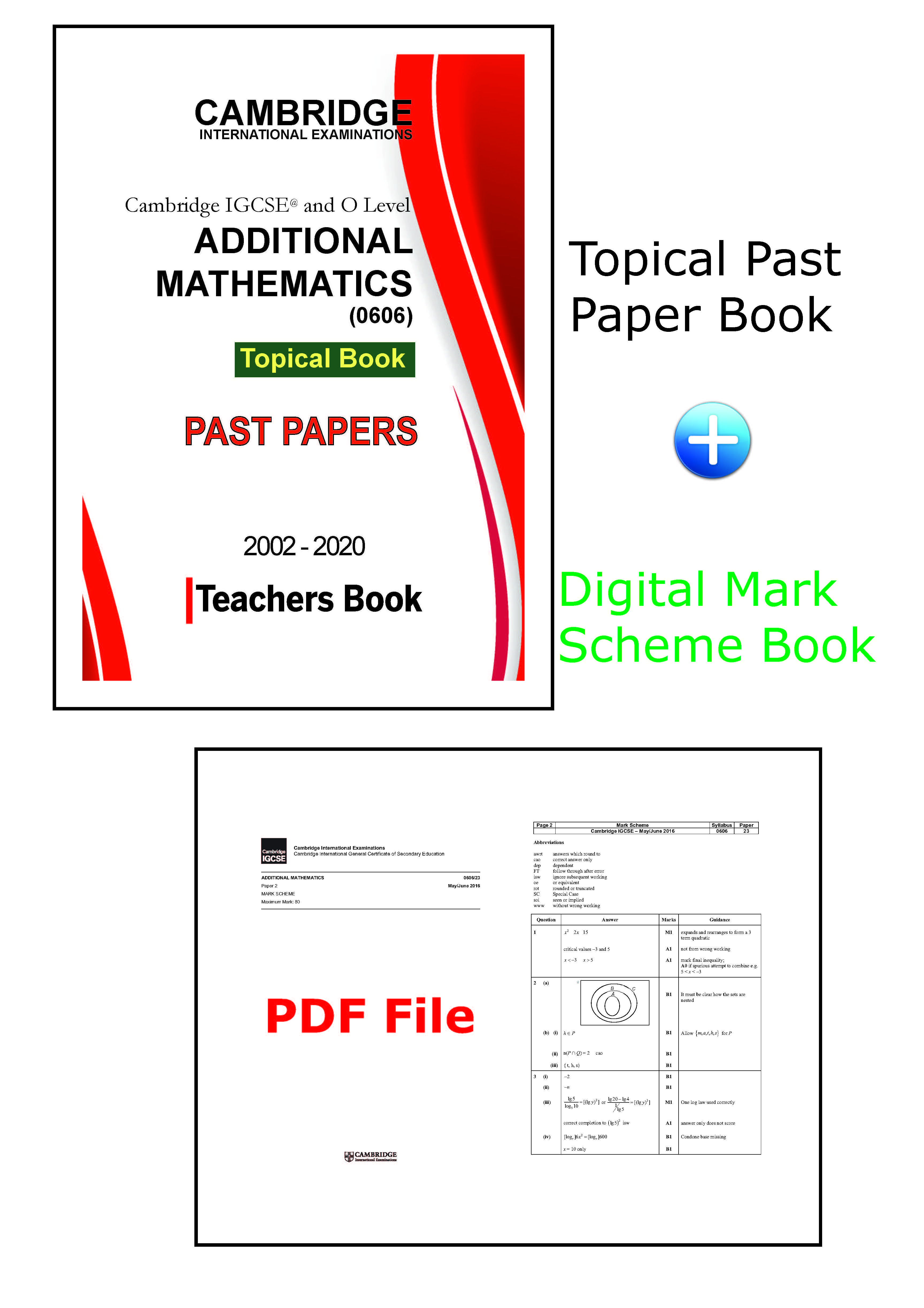 Igcse Cambridge Additional Mathematics 0606 Topical Past Papers Paper 1 And 2 Teacher S Book Year 2011 2020 Updated With Oct Nov 2020 Session With Digital Mark Scheme Lazada