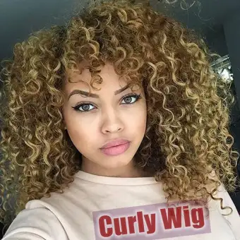 1 Kinky Curly Wigs Blonde Human Wigs Hair For Women African
