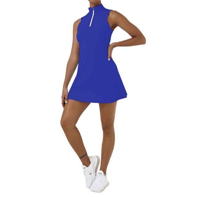 ELU Blue Tennis Dress Female Sleeveless Black Sport Dress Training Running Fitness Casual Women Gym Clothing