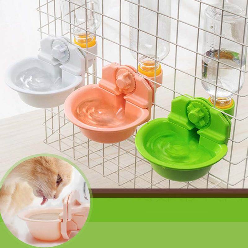 Pet Cage Hanging Type Automatic Drinking Bowl Drinking Feeding Water Cat Feeder with Refill Bottle Kitten Slow Eat 1pcs Pink/Green/White